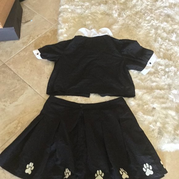Dangerfield Black Skirt with White Paw Prints - Picture 2 of 4